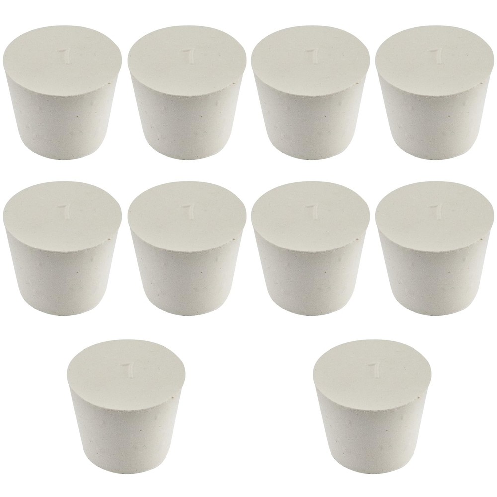 10 Pack White Tapered Shaped Solid Rubber Stopper Size 7 37x28x30mm Plug