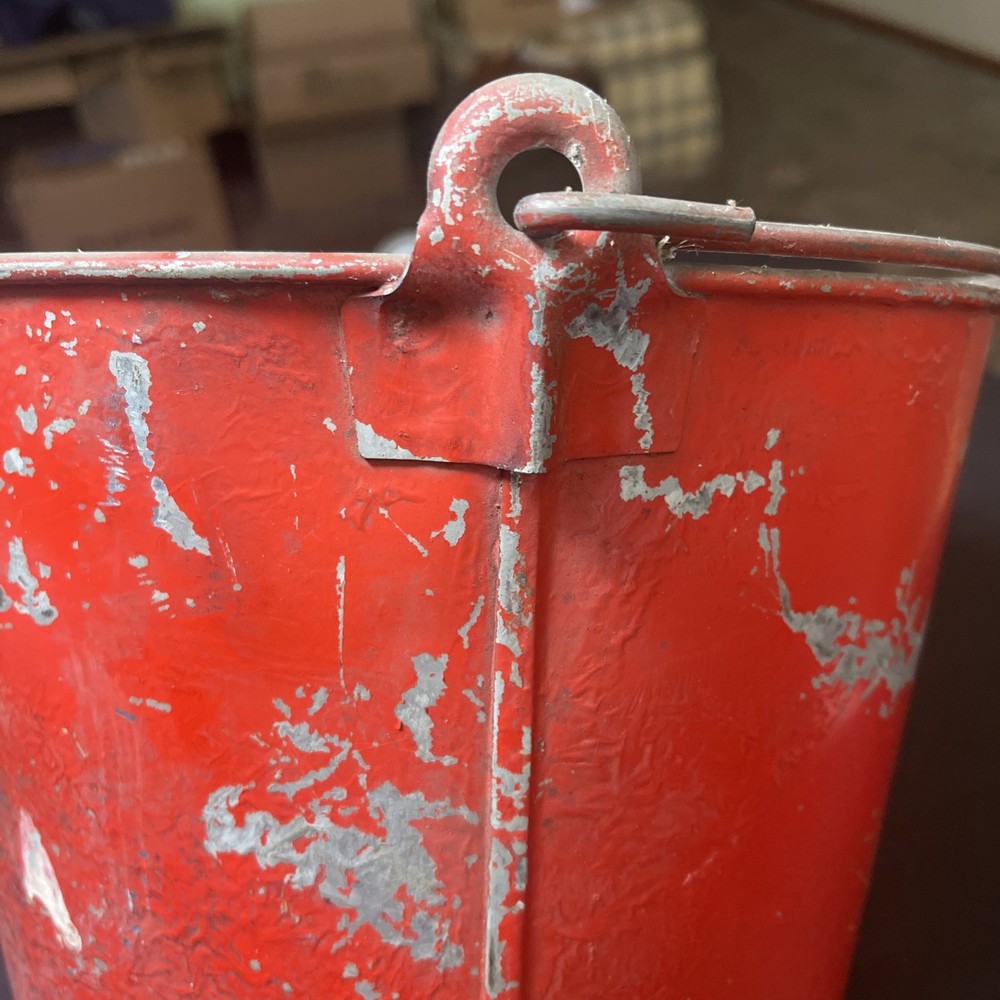 Vintage Fire Bucket With Round Bottom galvanized