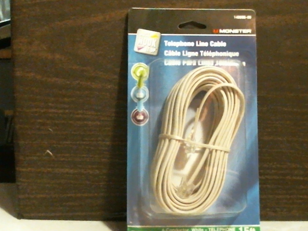 Monster Telephone Cable Modular 4 Conductor 25',Cream Colored, Packaged Wrong FS