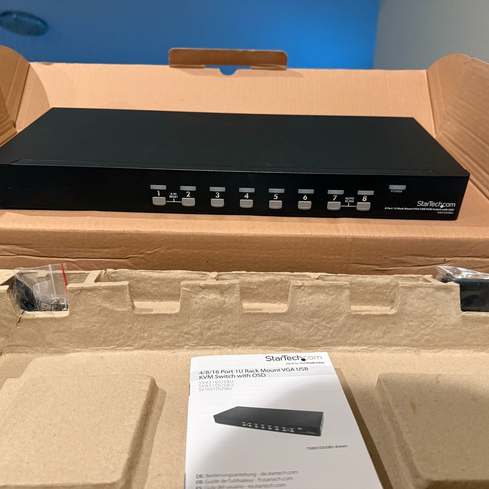 StarTech 8-Port 1U Rack-Mount VGA + USB KVM Switch with OSD (On-Screen Display)