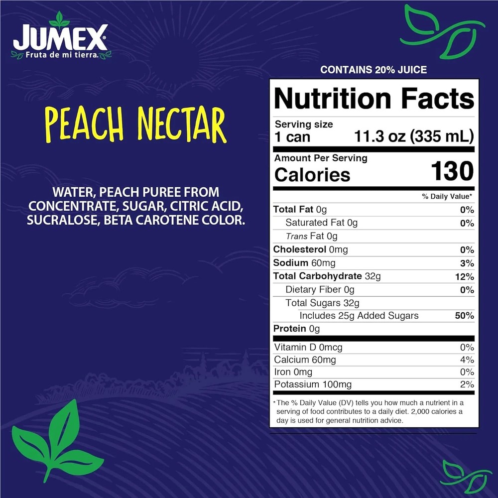 Jumex Mango Peach Nectar Drink 11.3 fl oz Cans 12 Pack Refreshing Beverage