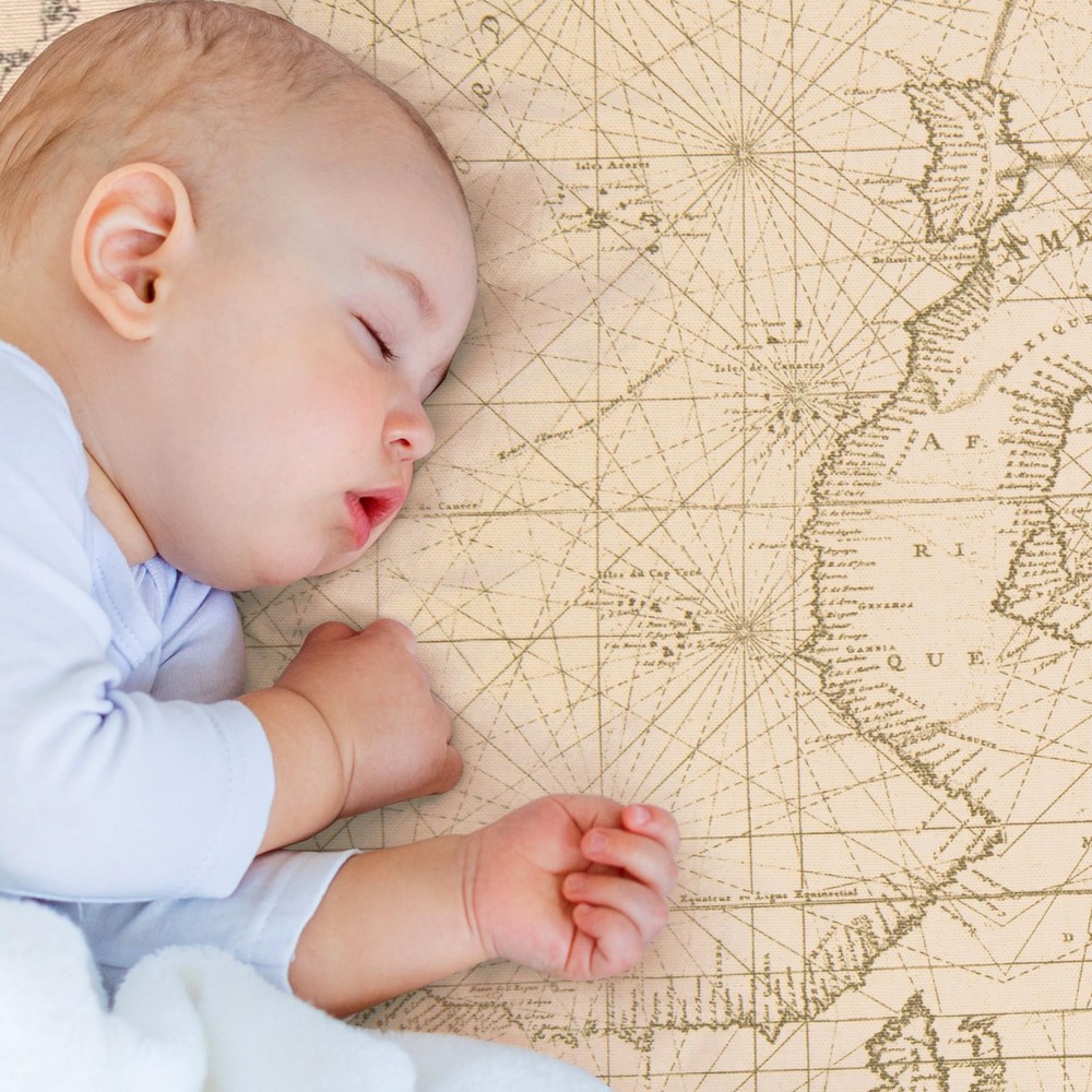 Explore Baby Fitted Crib Sheet with Map Print, Adventure Explore Travel Theme...