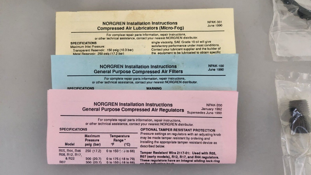 NORGREN Air Regulator / Lubricator / filter Assembly