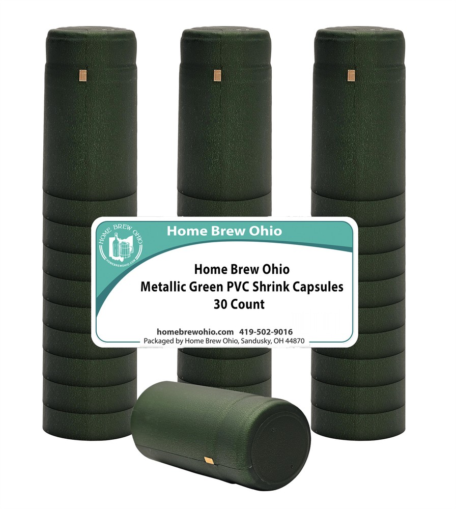 Home Brew Ohio Metallic Solid Green PVC Shrink Capsules 30 count