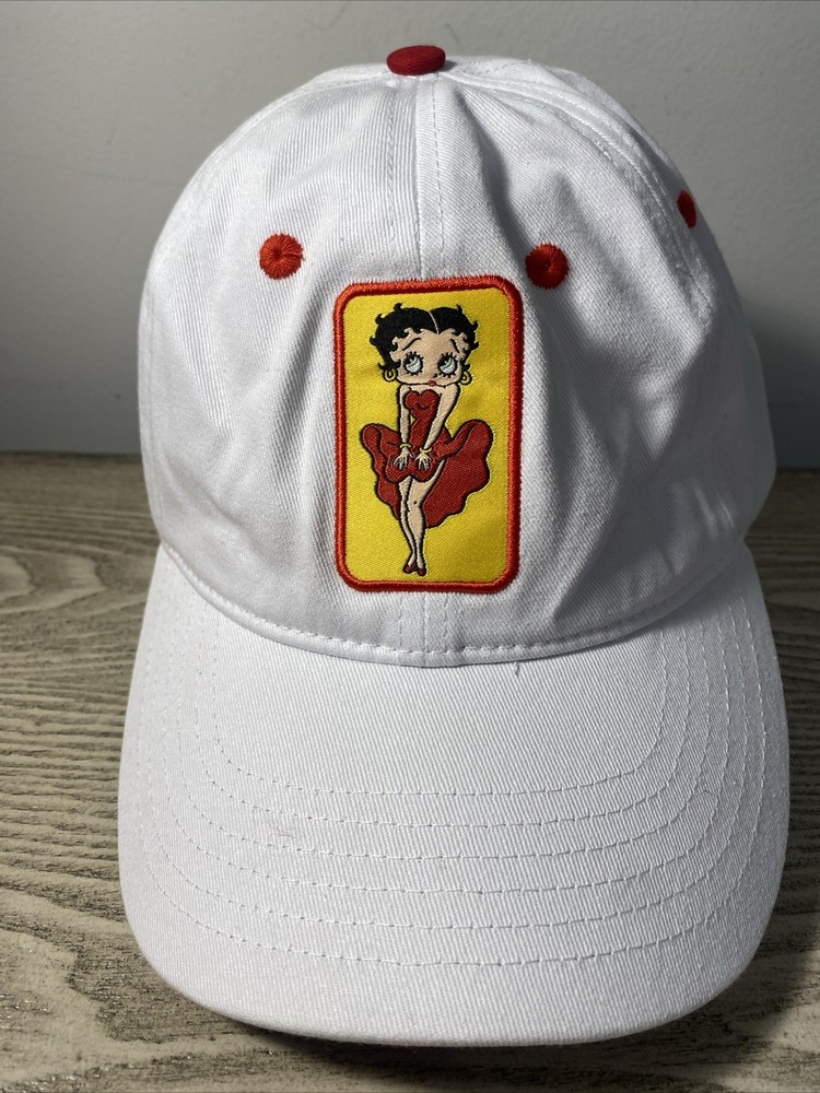 Betty Boop 6 Panel Strap Closure Adjustable Hat White