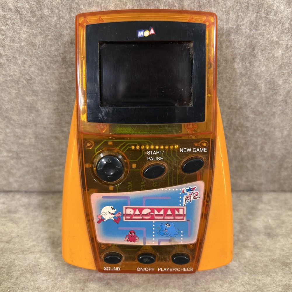 2000 MGA Handheld Pac-Man Translucent Orange Tested Works