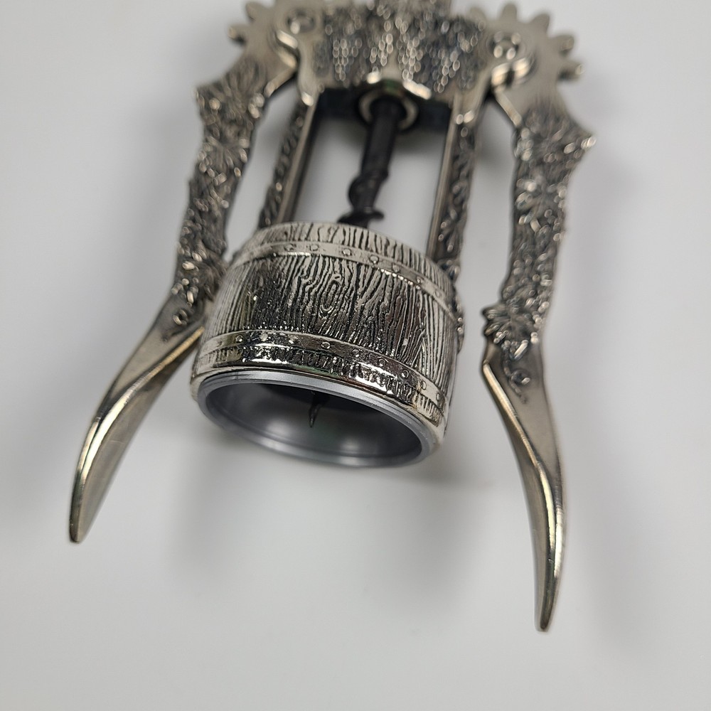 Italian Grape Vine Winged Wine Corkscrew Bottle Opener Barrel Shape EUC