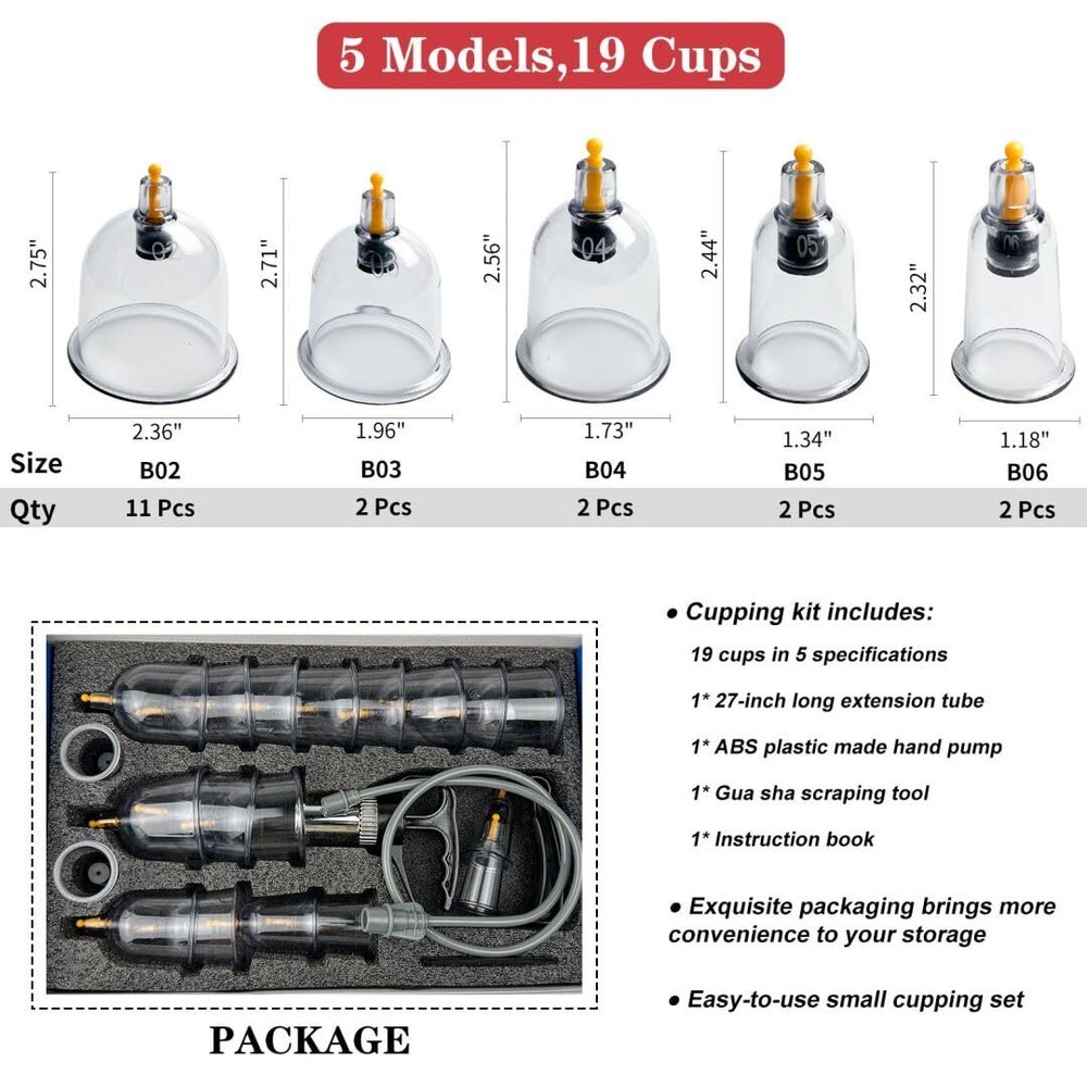 Cupping Therapy Set, 19 Cups Cupping Kit for Massage Therapy, Cupping Set wit...