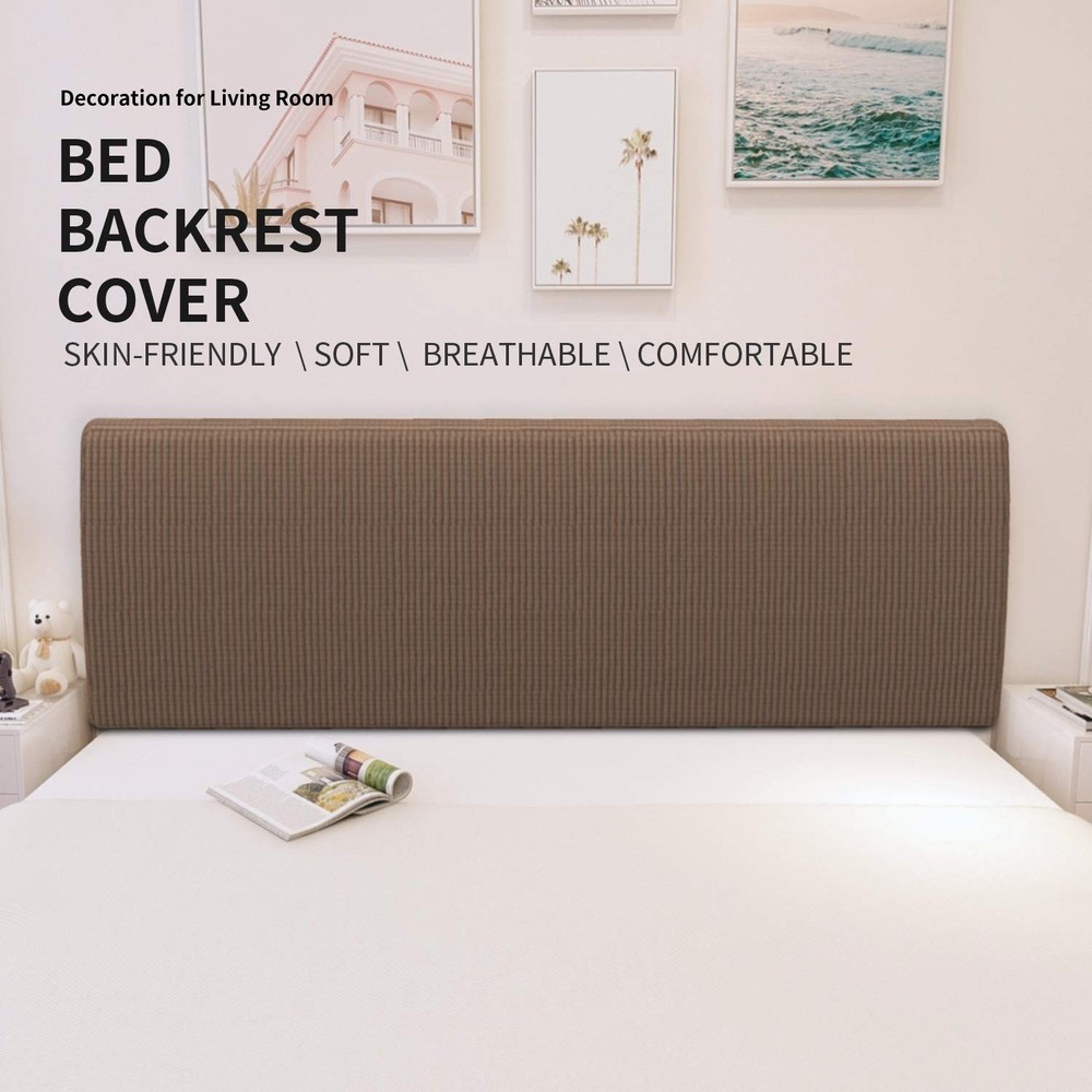 Easy-Going Stretch Bed Headboard Cover,Small Square Jacquard Headboard Slipco...