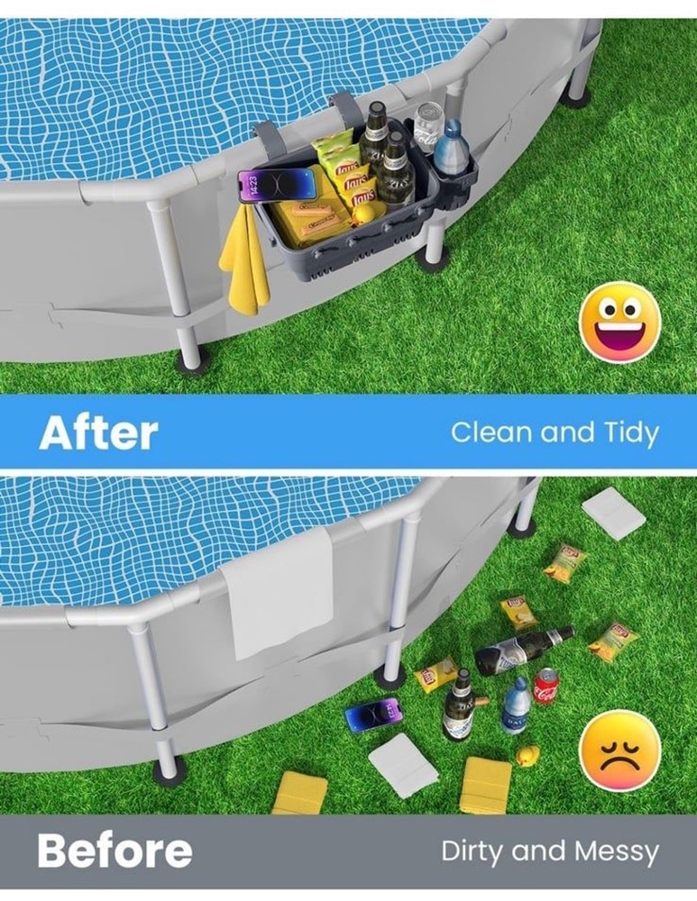 Storage sets for pools includes 2 baskets 2 cup holder weather resistant NWT