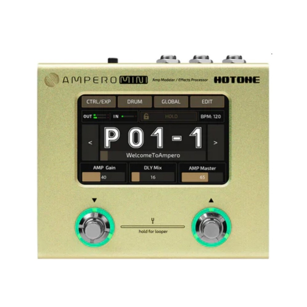 HOTONE AMPERO MINI MUSTARD Modeler/Looper/Interface/FX Touchscreen Stomp Box