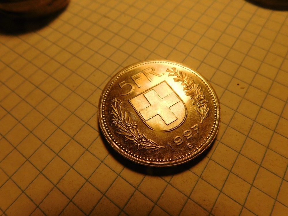 switzerland 5 francs 1997 B # 338