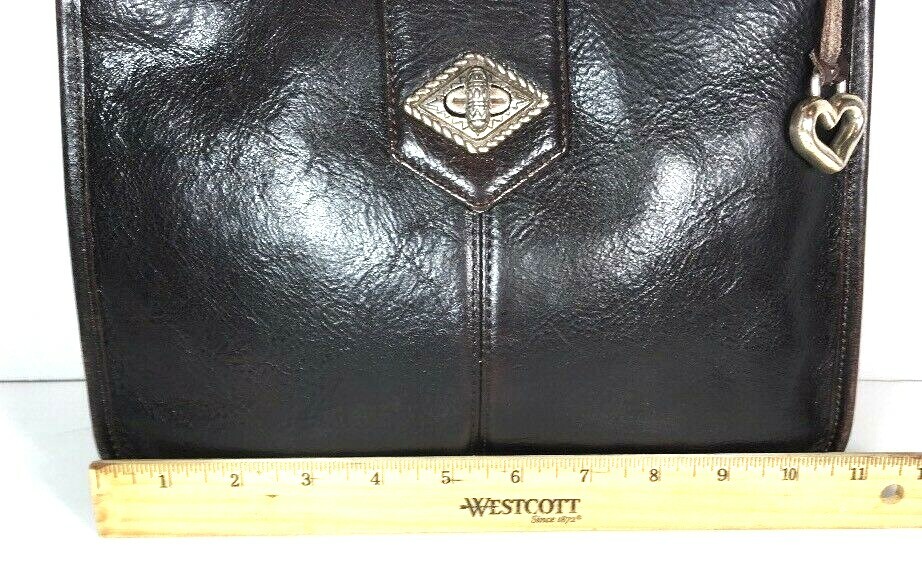 Brighton Vintage Black with Brown Trim Shoulder Bag-Distressed