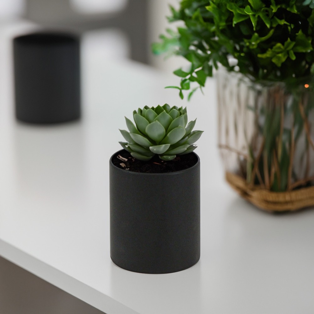 Black Cylinder Ceramic 4x4"H | Floral Container | Centerpiece, 1 Pc