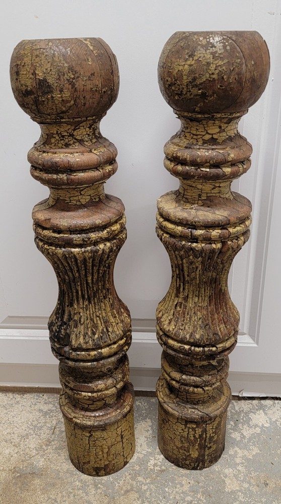 Vintage Architectural Savage Post Pair Solid Heavy Reclaimed