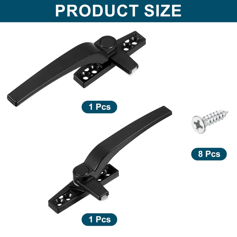 uxcell 2Pcs Casement Window Locking Handle, Zinc Alloy Handle Black