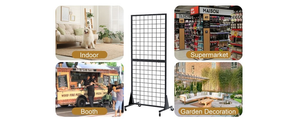 Display Grid Rack 2 Pcs 5.5 ft Panel Detachable Stand Craft Art Gridwall Tower