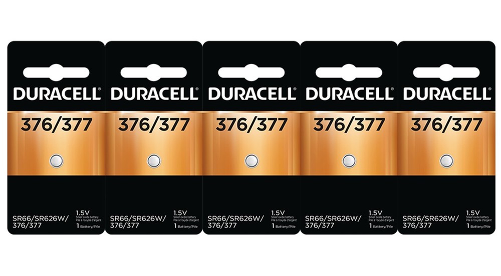 5 Duracell 377 - SR626SW Button Cell Batteries