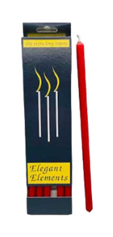 6 pack Extra Long 10" Chime Taper Candles 1/2" Wide Base, Blue