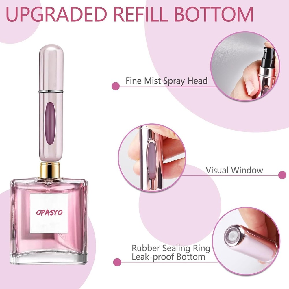 4PC Portable Mini Refillable Perfume Atomizer Bottle, Travel Size Refillable Per