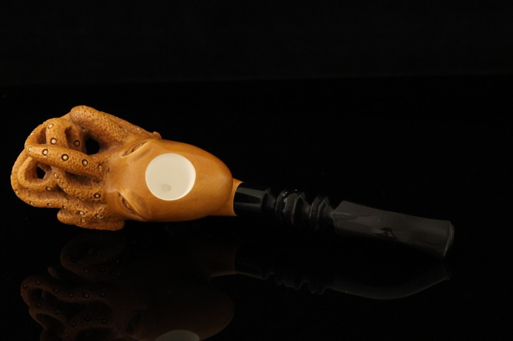 srv - Octopus Block Meerschaum Pipe with fitted case 15477
