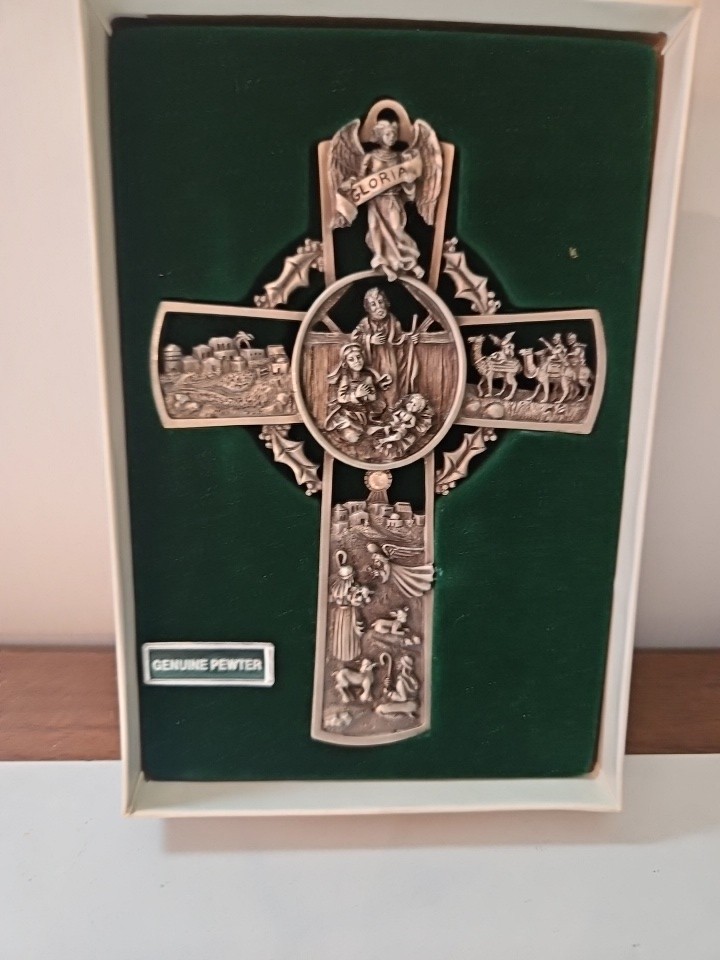 Vintage Cross Pewter Nativity