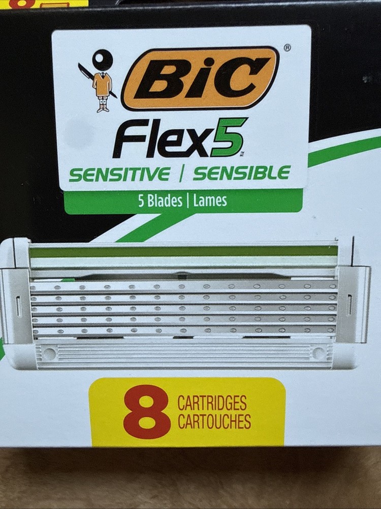 8 Refill Bic Flex 5 Sensitive Razor Cartridges for Men Smooth & Comfortable