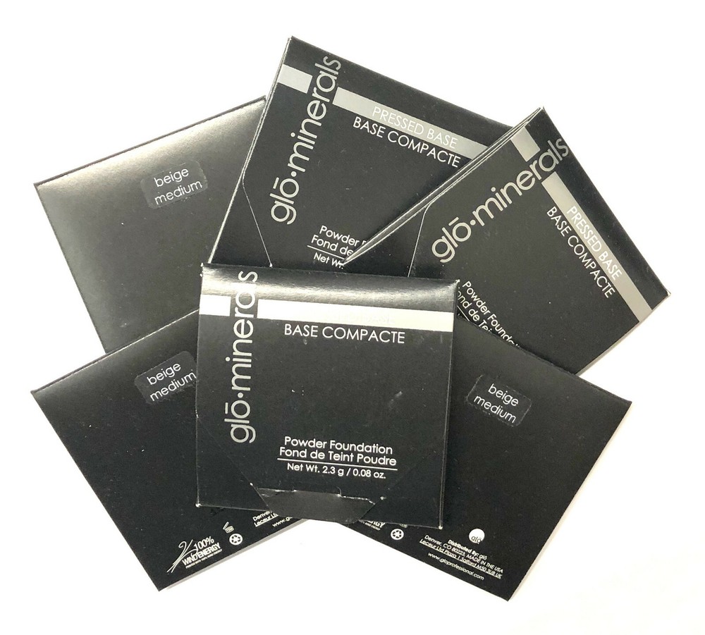 glo Minerals Pressed Base Beige Medium Samples x 6 - 2.3 g / 0.08 oz