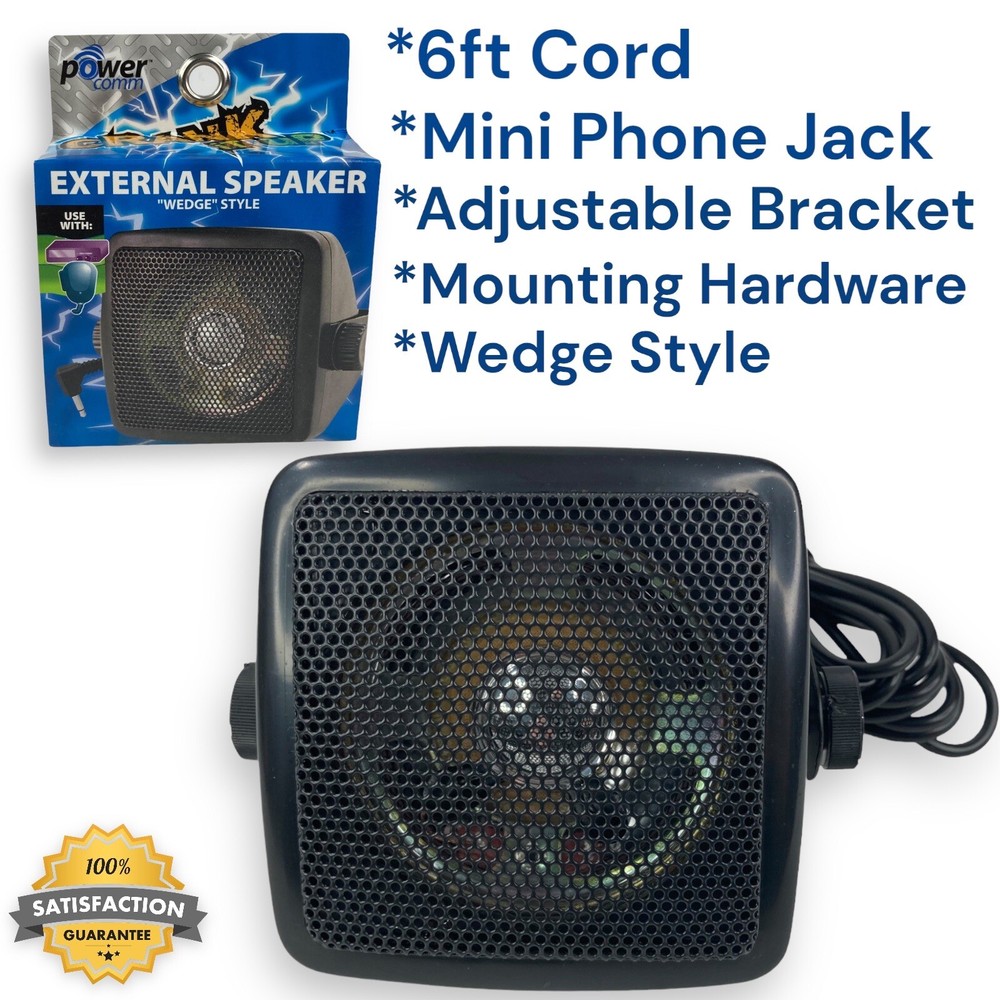 Lynco Powercomm CB External Speaker Wedge Style w Mini Phone Jack, 6ft Cord NIB