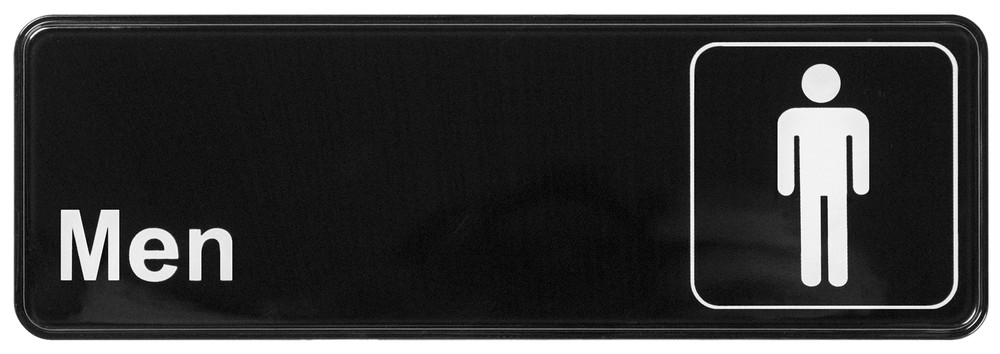 Information Sign, "Men", 3" x 9", Black (12 Each)