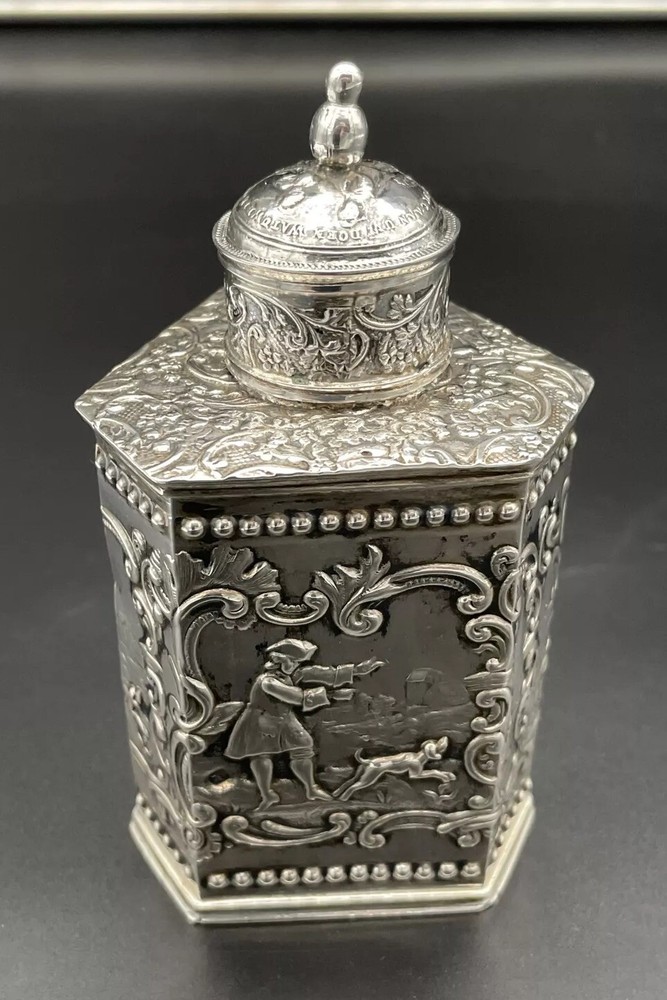 Dutch 2nd Standard 833 Sterling Silver Tea Caddy  Unusual Triangular Form