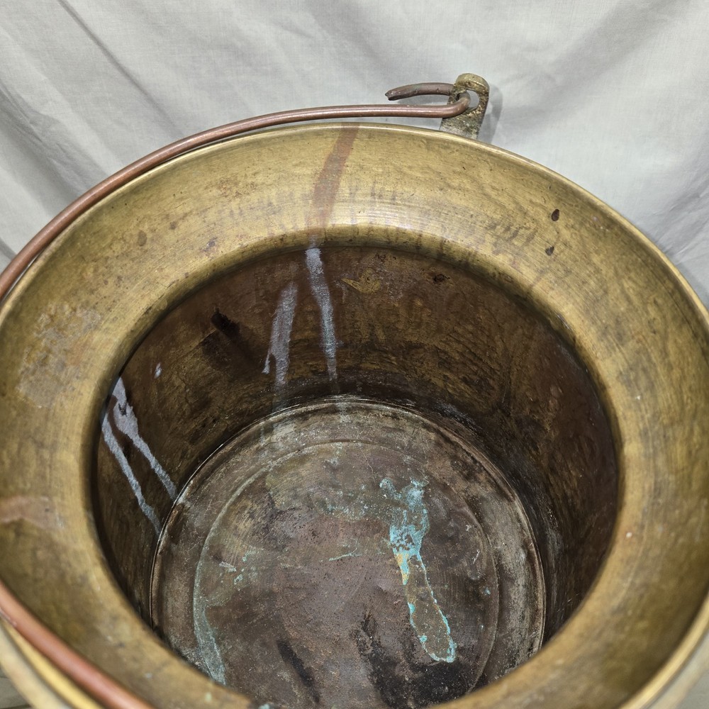 Antique Handmade Hammered Engraved Solid Brass/copper Middle Eastern Pot Bucket
