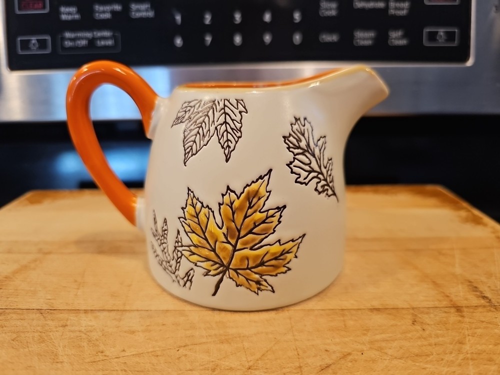 Eli & Ana Ceramic Creamer ONLY Hand Painted Rustic Leaves NEW