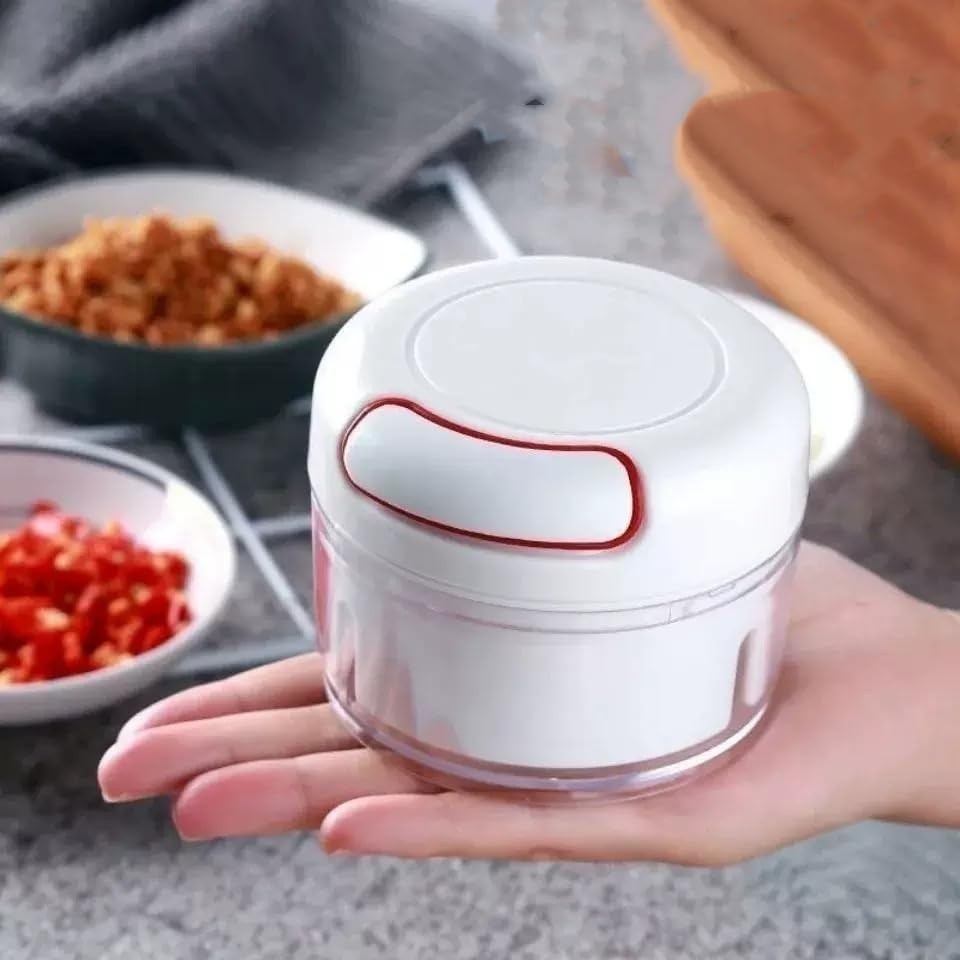 Manual Pull String Food Chopper, Portable Kitchen Compact, White And Green