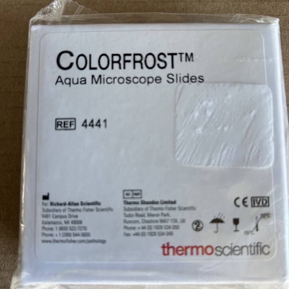 Thermoscientific Ref# 4441, Colorfrost Aqua Microscope Slides