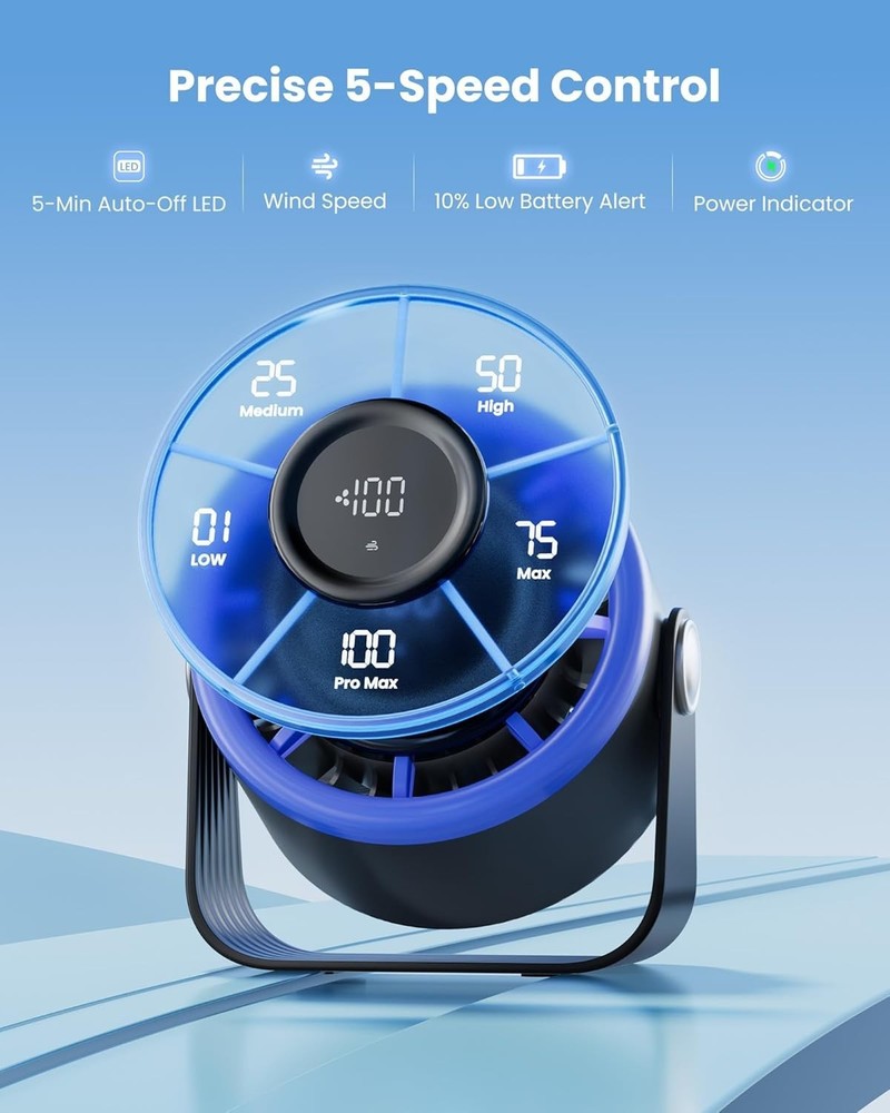 Small Desk Fan Rechargeable, Quiet Personal Table Fan, Touch Control Display,...