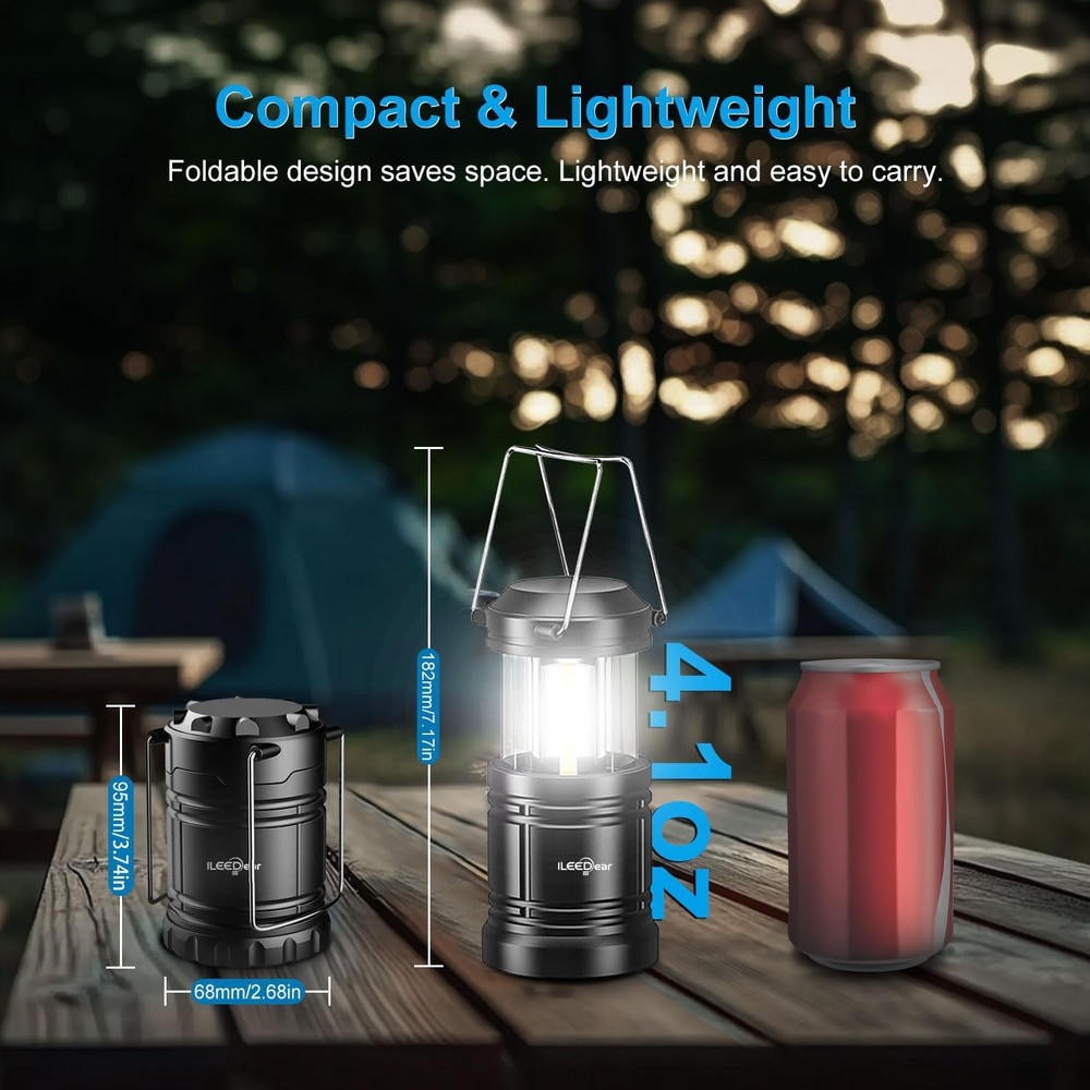 2 Pack LED Camping Lantern Battery Collapsible Light