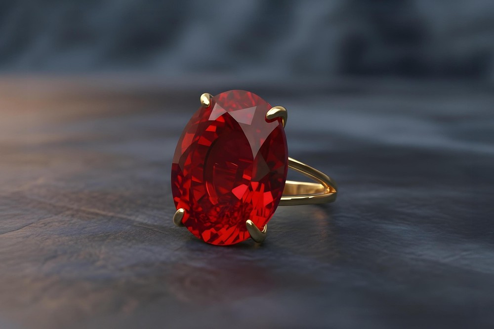 Oval Ruby Ring Anemone Jewelry 14k Gold Vertical Setting Engraved Gift