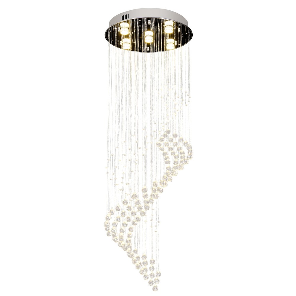 Modern Rectangular Crystal Chandelier LED Pendant Lighting Chrome Ceiling Light