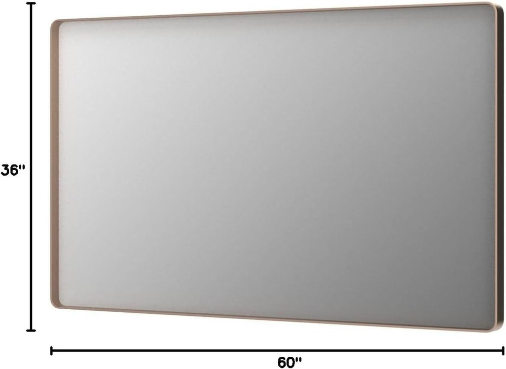 60”x36” Gold Rounded Rectangle Wall Mirror - Anti-Rust & Tempered Glass