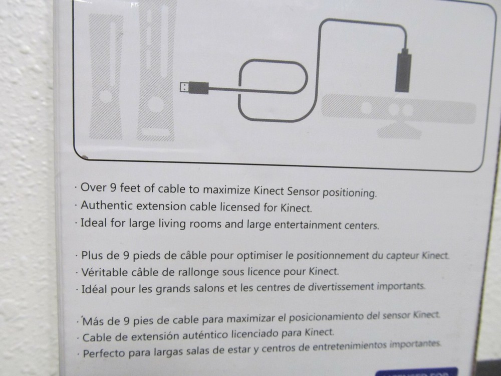 NEW PDP ~ Microsoft Xbox 360 Kinect Sensor Cable 9' Extension Cord ( INV # 3 )