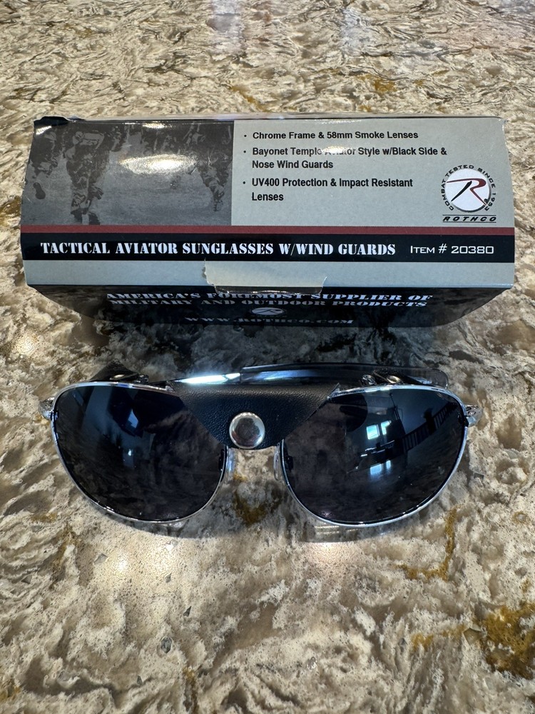 Tactical Windguard Sunglasses With Leather Wind Guard Rothco