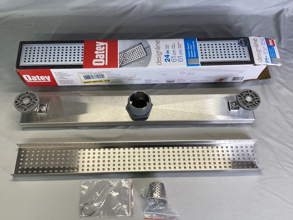 Designline 24 in. 24” Stainless Steel Linear Shower Drain Square Grate Pattern