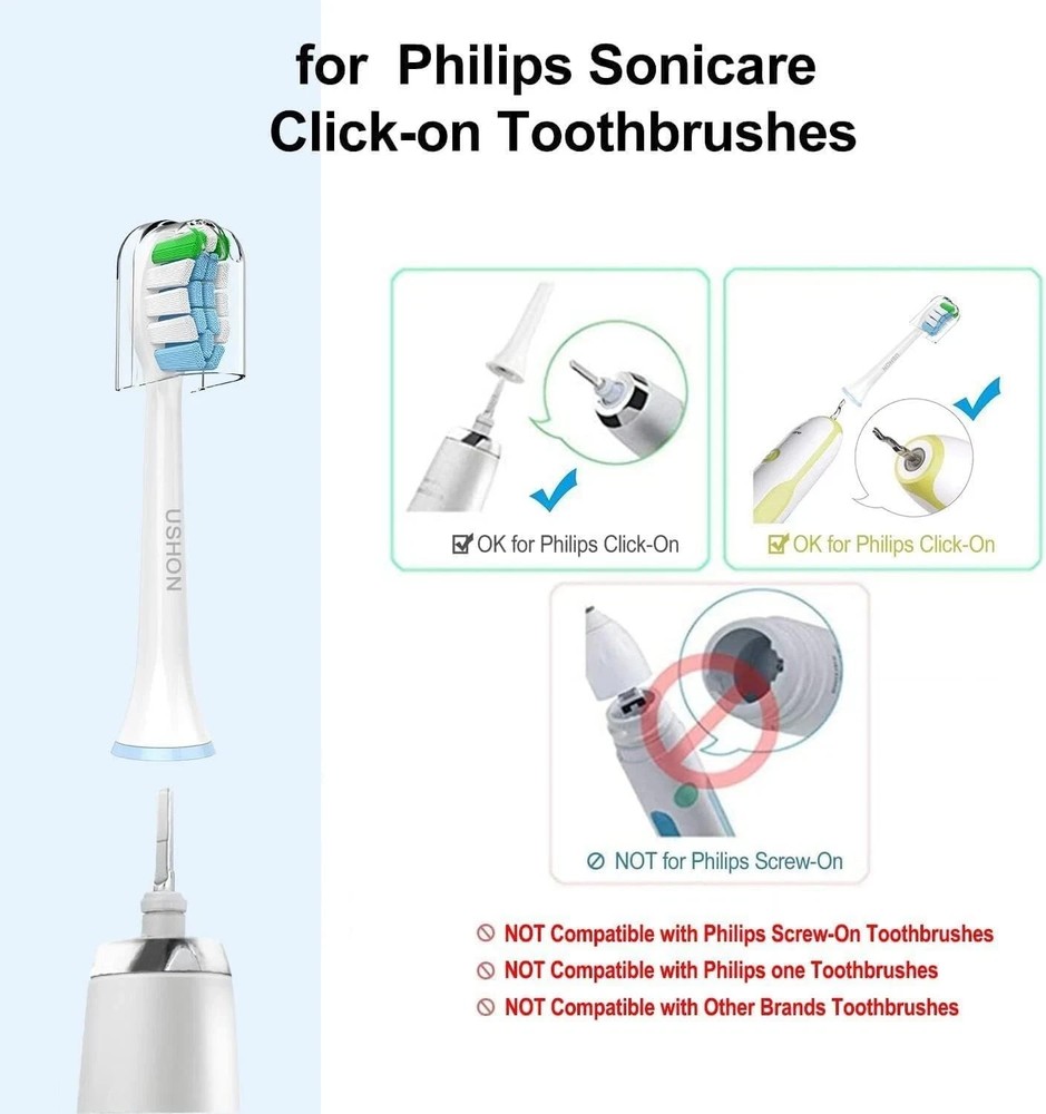 Replacement Toothbrush Heads Compatible with Phillips Sonicare Snap-on 8 Pack