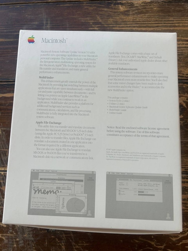 Apple Macintosh System Software Update Version 5.0 Boxed w Disks Manuals