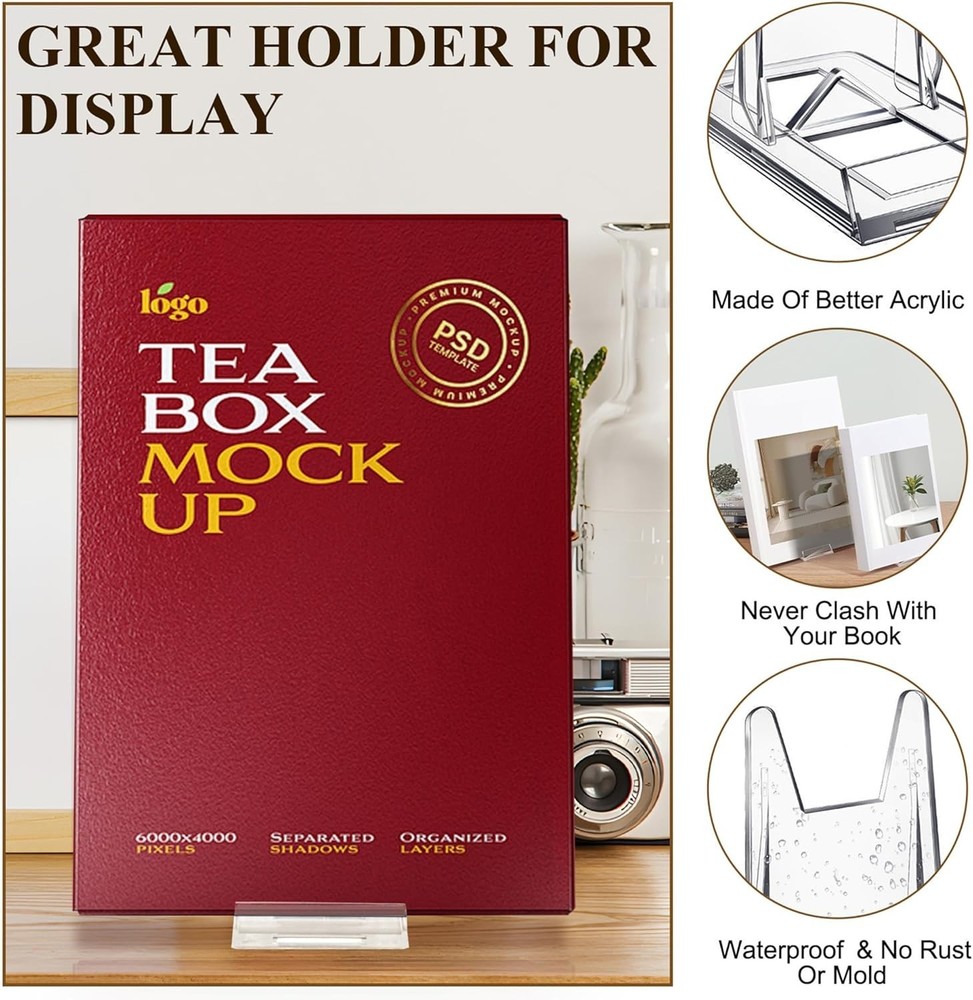 12 Pack Acrylic Book Stand for Display Adjustable Clear Display Holder Easel