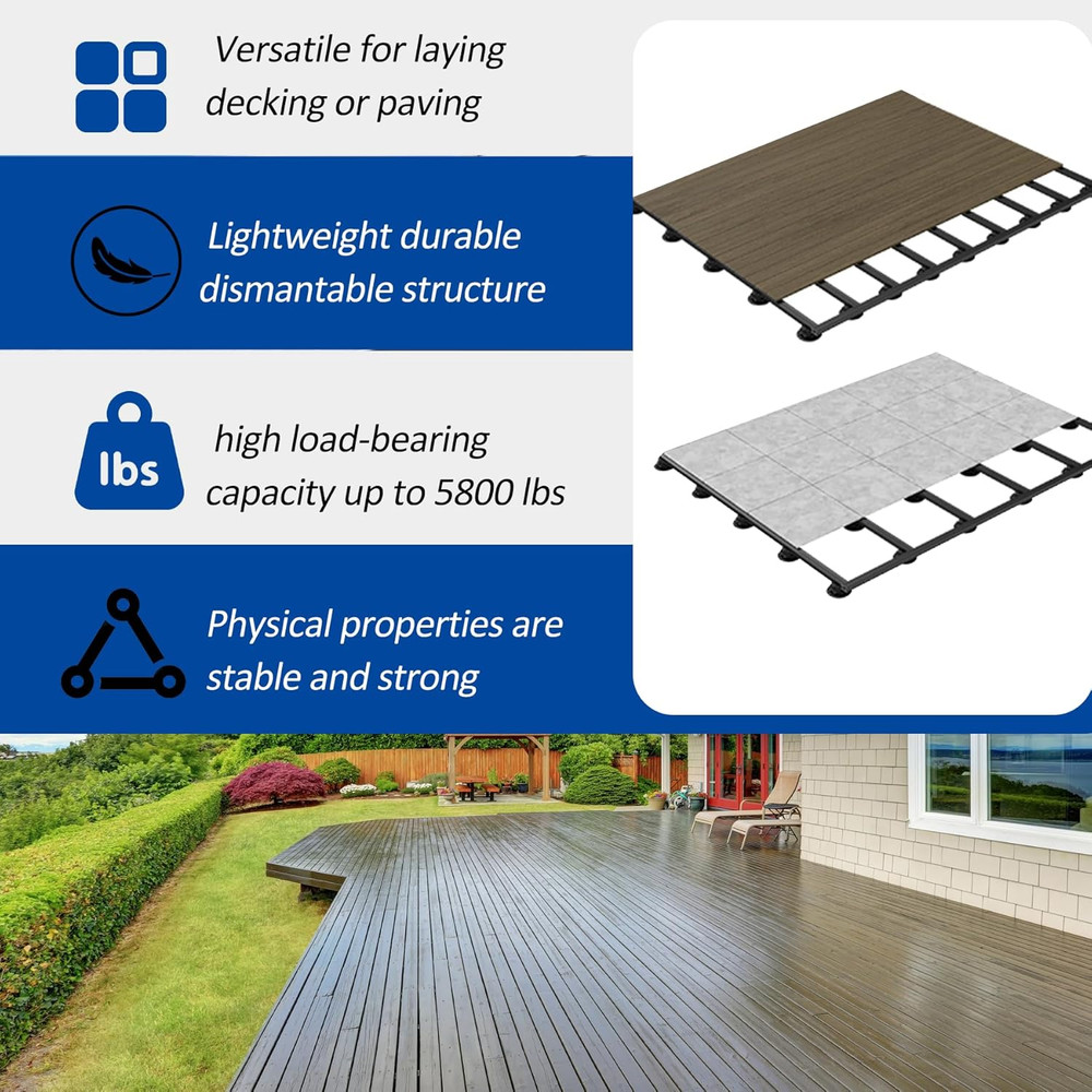 30 PCS Adjustable Plastic Pedestal Paver, Heavy Duty Deck Blocks Foundation Base