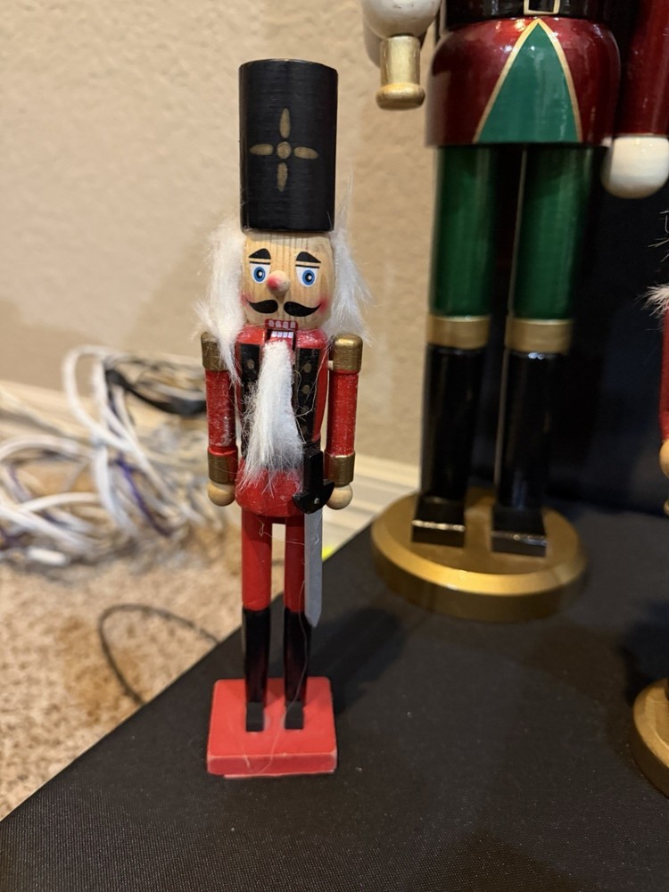 Lot Wood Nutcracker Christmas Decor Set Large Medium Small Holiday Display