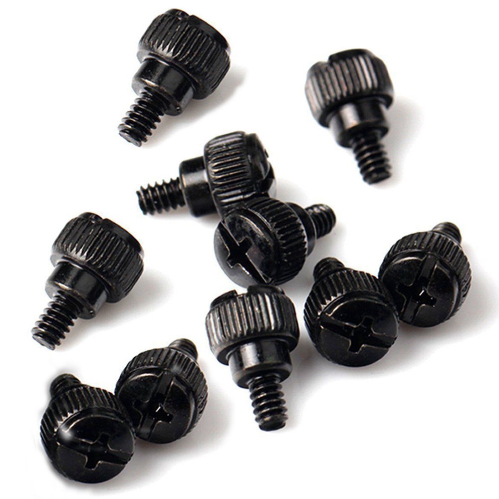 10  PC Computer Case Thumb Screws 6-32 Toolless Modding Black
