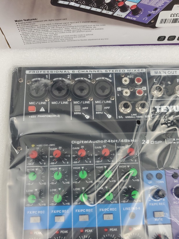 TEYUN A6 Professional 6-Channel Mixing Console w/ Effects Processor (NEW)